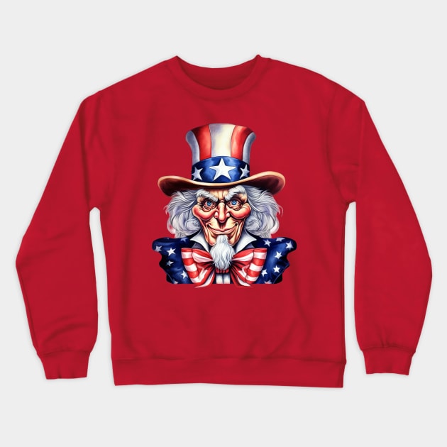 Crazy American Uncle Crewneck Sweatshirt by AI Art Originals